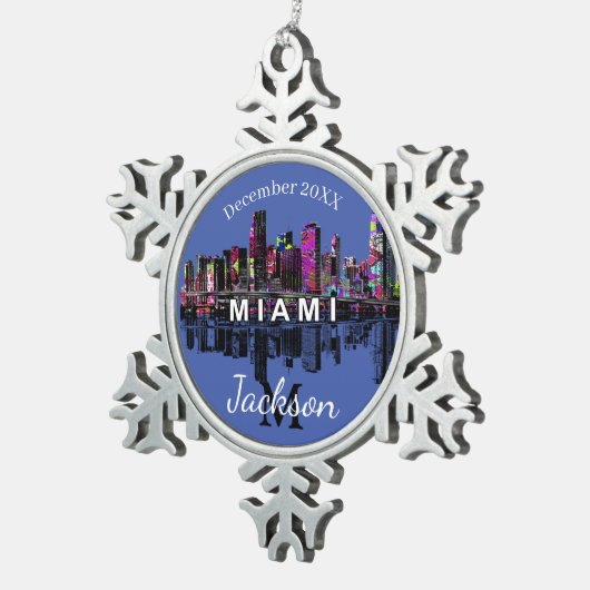 Miami in Graffiti Schneeflocken Zinn-Ornament (Rechts)