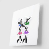 ~Miami Izzy~ MIAMI VICE IZZY POP ART WALLCLOCK! Quadratische Wanduhr (Winkel)