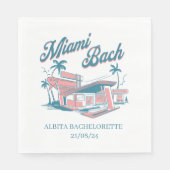 Miami-Junggeselinnen-Abschied-Retro Serviette (Vorderseite)