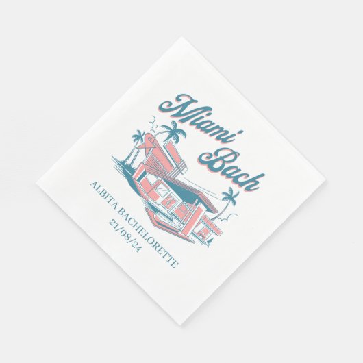 Miami-Junggeselinnen-Abschied-Retro Serviette (Ecke)