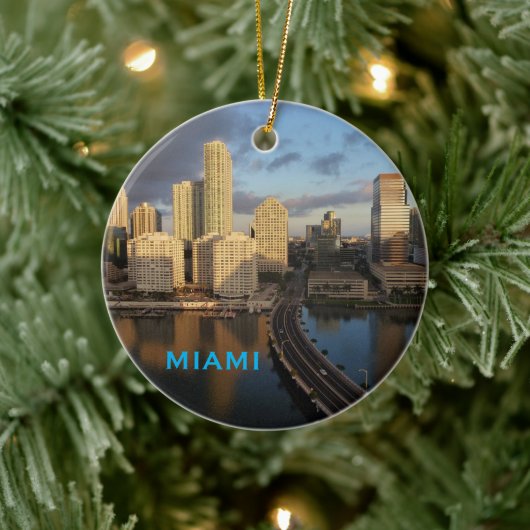 Miami Landschaftlicher Weihnachtskalender Keramik Ornament (Baum)