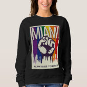 Miami LGBTQ Pride Rainbow Flag Resist Fist Proud L Sweatshirt (Vorderseite)