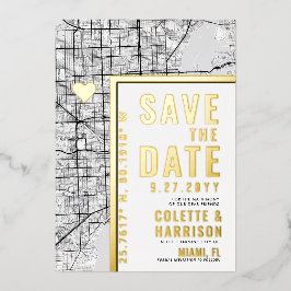 Miami Liebe Locator | Hochzeitsstichtag speichern Folieneinladung