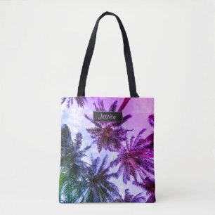 Miami Lila Palm Trees Personalisiert Tasche