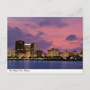 Miami Magic City Vintage Dämmerung Skyline Ansicht Postkarte