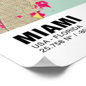 Miami Map Poster - Miami farbenfrohe Karte (Ecke)