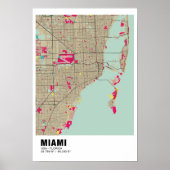 Miami Map Poster - Miami farbenfrohe Karte (Vorne)