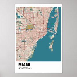 Miami Map Poster - Miami Vintag Map