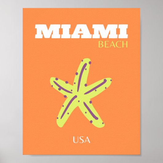 Miami, Miami Beach, Florida, Preppy, Orange Poster (Vorne)