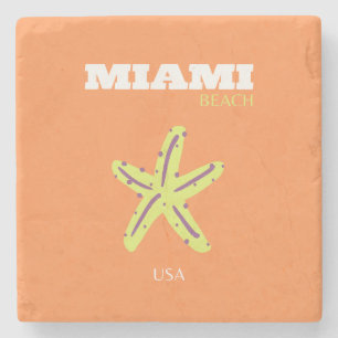 Miami, Miami Beach, Florida, Preppy, Orange Steinuntersetzer