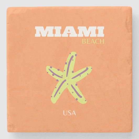Miami, Miami Beach, Florida, Preppy, Orange Steinuntersetzer (Vorderseite)