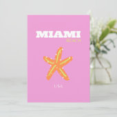 Miami, Miami Beach, Florida, Preppy, Pink, Orange Einladung (Stehend Vorderseite)