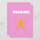 Miami, Miami Beach, Florida, Preppy, Pink, Orange Einladung (Vorne/Hinten)