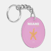 Miami, Miami Beach, Florida, Preppy, Pink, Orange Schlüsselanhänger (Vorderseite links)