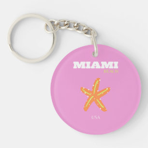 Miami, Miami Beach, Florida, Preppy, Pink, Orange Schlüsselanhänger