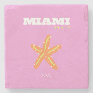 Miami, Miami Beach, Florida, Preppy, Pink, Orange Steinuntersetzer