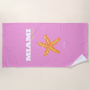Miami, Miami Beach, Florida, Preppy, Pink, Orange Strandtuch