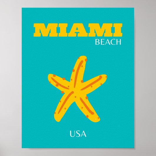 Miami, Miami Beach, Preppy Room, Travel Art, Retro Poster (Vorne)