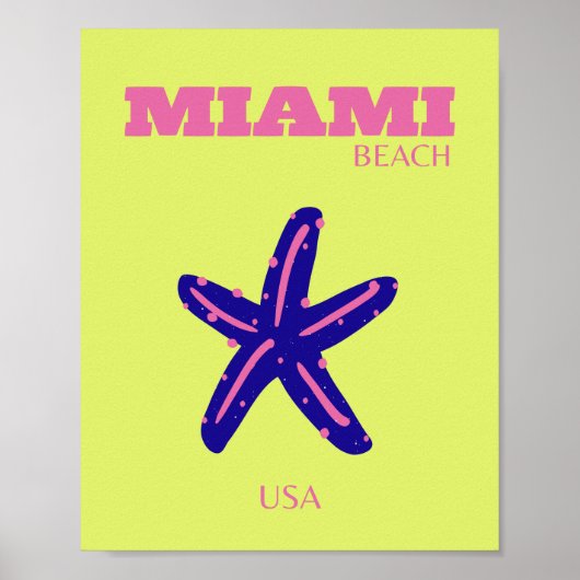 Miami, Miami Beach, Travel Art, Preppy Poster (Vorne)