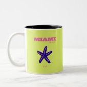 Miami, Miami Beach, Travel Art, Preppy Zweifarbige Tasse (Links)