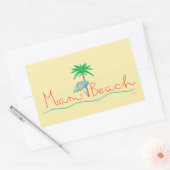 Miami mit Palm und Regenschirm Rechteckiger Aufkleber (Umschlag)