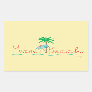 Miami mit Palm und Regenschirm Rechteckiger Aufkleber