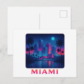 Miami Mondaufgang - Neon-Skyline Postkarte (Vorne/Hinten)