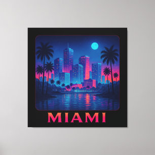 Miami Moonrise - Neon-Himmelssilhouette Leinwanddruck