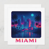 Miami Moonrise - Neon Skyline Card (Vorne/Hinten)