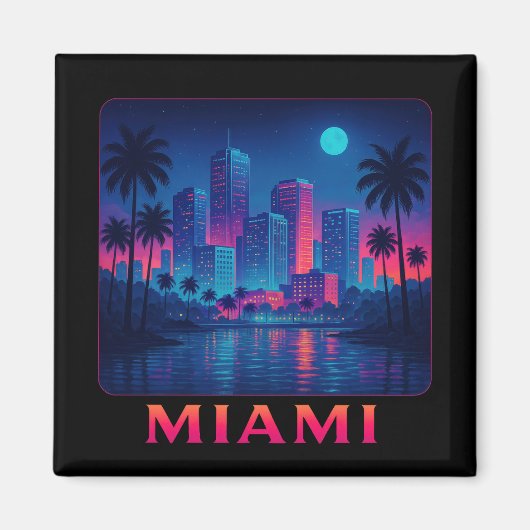 Miami Moonrise - Neon Skyline Magnet (Vorne)