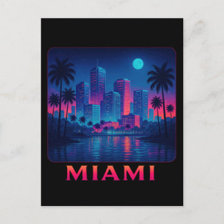 Miami Moonrise - Neon Skyline Postkarte