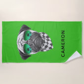 Miami-Mops | addieren Ihren Namen Strandtuch (Vorderseite)