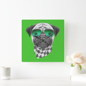 Miami-Mops Quadratische Wanduhr (Zuhause)