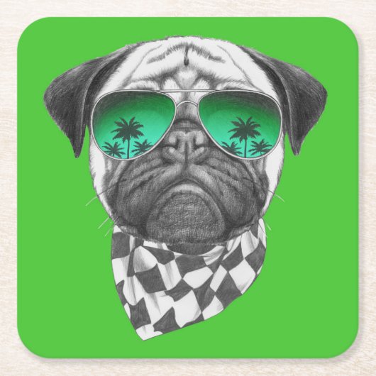 Miami-Mops Rechteckiger Pappuntersetzer (Vorderseite)