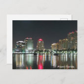 Miami Night Skyline Postkarte (Vorne/Hinten)