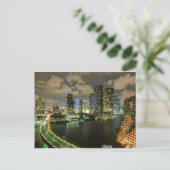 Miami Night Skyline Postkarte (Stehend Vorderseite)