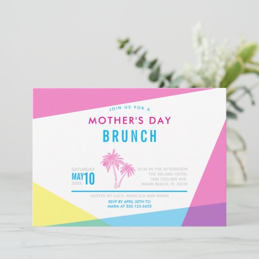 Miami Nights Muttertagsbrunch Einladung (Stehend Vorderseite)