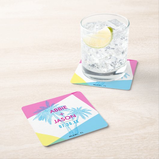 Miami Nights Rechteckiger Pappuntersetzer (Vor Ort)