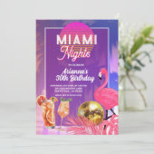 Miami Nights Summer Birthday Party Einladung (Stehend Vorderseite)