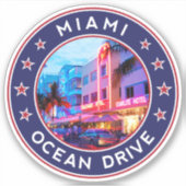 Miami Ocean Drive Aufkleber (Vorderseite)