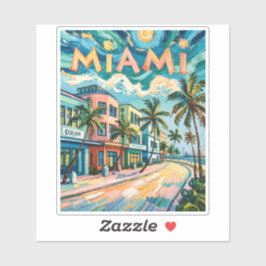 Miami Ocean Drive Florida Beach Van Gogh Colorful Aufkleber