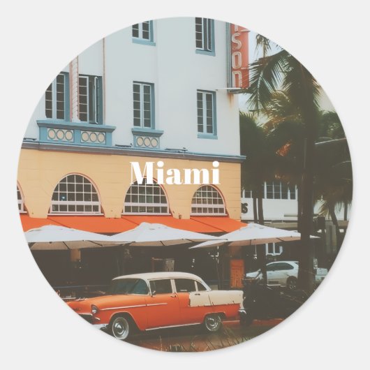 Miami Ocean Drive Reiseandenken Runder Aufkleber (Vorderseite)