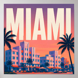 Miami Ocean Drive Sonnenuntergang Reise Poster
