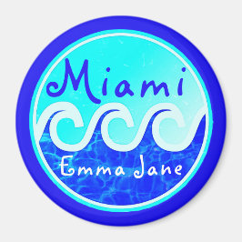 Miami Ocean Waves Blue Sky Ihr Name Magnet
