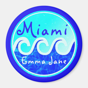 Miami Ocean Waves Blue Sky Ihr Name Magnet