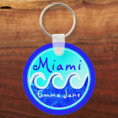Miami Ocean Waves Blue Sky Ihr Name Schlüsselanhänger (Vorderseite)