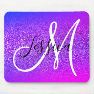 Miami Ombre Lila Violett Glitter Monogramm Mousepad