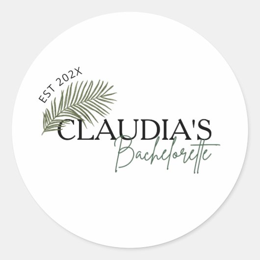 Miami Palm Individuelle Name Bride Junggeselinnen- Runder Aufkleber (Vorderseite)