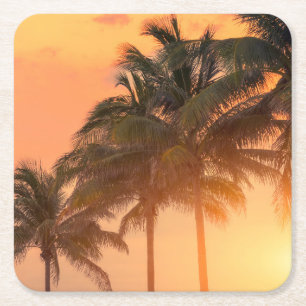 Miami-Palmen Rechteckiger Pappuntersetzer