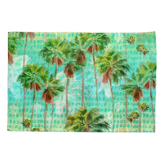 Miami Palms: Wasserfarbe tropisch nahtlos Kissenbezug (Rückseite)